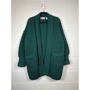 VINTAGE A Pallas Cardigan Womens Small Green Chunky Knit New Wool Sweater 90s